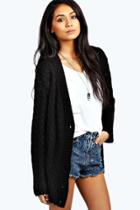 Boohoo Lucy Cable Knit Cardigan Black