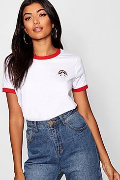 Boohoo Rainbow Ringer T-shirt