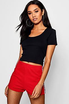 Boohoo Petite Round Neck Cropped T-shirt