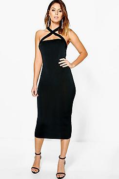 Boohoo Loren Slinky Strappy Multi-way Midi Dress
