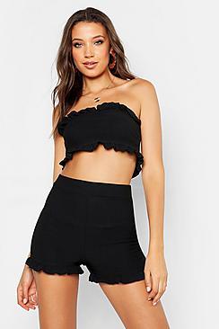 Boohoo Tall Shirred Bandeau & Shorts Co-ord
