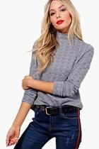 Boohoo Jade Prince Of Wales Check Roll Neck Top