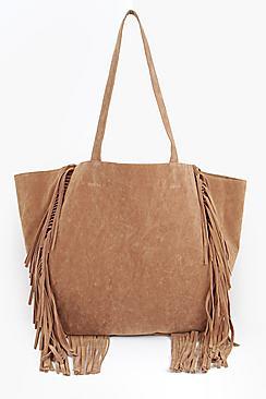 Boohoo Jessica Winged Fringed Suedette Shopper Bag