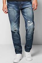 Boohoo Tapered Leg Slim Fit Abraised Knee Jeans