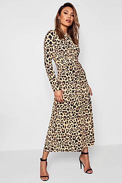 Boohoo Annie Leopard Print Knot Front Jumpsuit