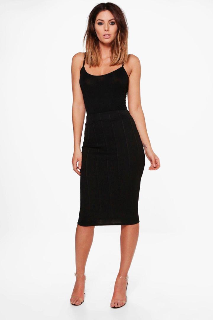 Boohoo Molly High Waist Bandage Midi Skirt Black