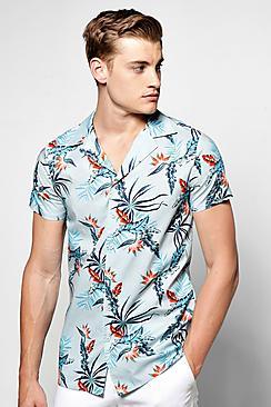 Boohoo Revere Collar Floral Shirt