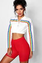 Boohoo Maya Rainbow Stripe Rugby Top