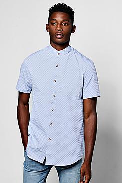 Boohoo Short Sleeve Polkadot Jacquard Shirt