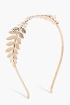 Boohoo Sarah Leaf Feather Metal Headband Gold