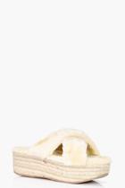 Boohoo Rachel Cross Strap Sheerling Espadrille Slider Nude