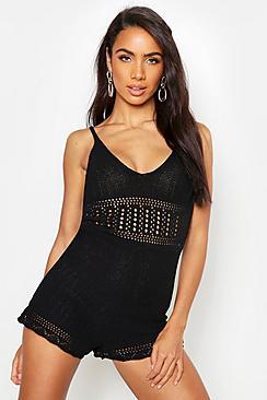 Boohoo Crochet Knit Playsuit