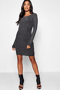 Boohoo Metallic Scoop Back Bodycon Dress