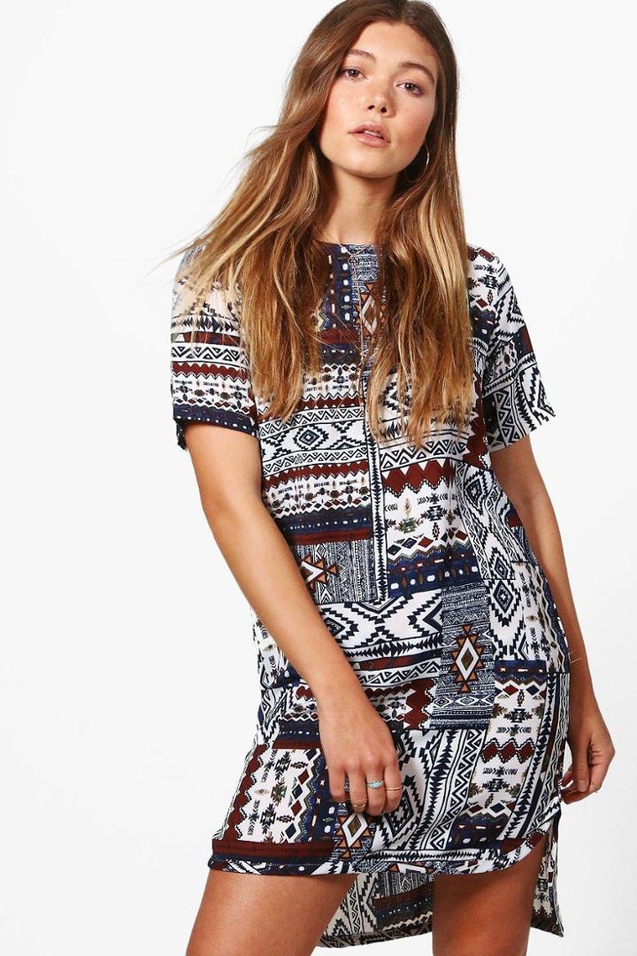 Boohoo Danielle Printed Shift Dress Multi