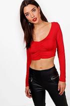 Boohoo Rachael Ruched Front Basic Crop