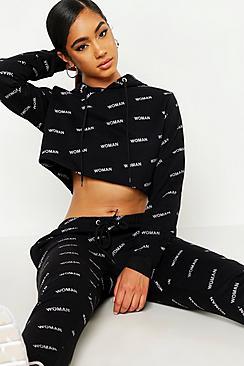 Boohoo Cropped Balloon Sleeve All Over Print Sweat
