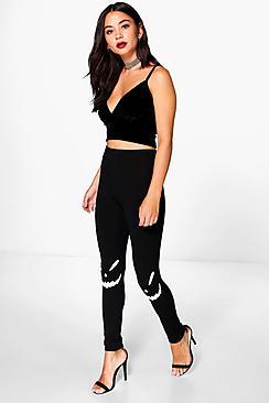 Boohoo Halloween Remi Evil Face Leggings