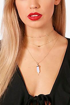 Boohoo Amy Heart & Crystal Layered Chain Choker
