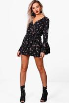 Boohoo Valery Ditzy Floral Wrap Front Playsuit