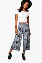 Boohoo Bex Mixed Print Woven Wide Leg Culottes