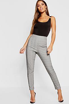 Boohoo Petite Check High Waist Skinny Trouser