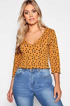 Boohoo Plus Spotty Ribbed Top