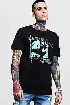Boohoo Longline Better Luck Front Print Tee