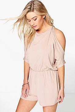 Boohoo Ana Split Sleeve Jersey Playsuit