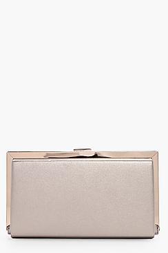 Boohoo Lexi Metallic Framed Box Clutch Bag
