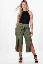 Boohoo Plus Maya Tie Waist Split Culotte Trouser