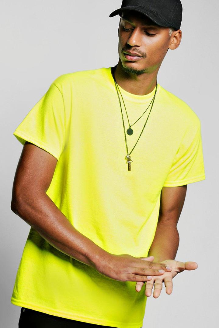Boohoo Neon Crew Neck T Shirt Yellow
