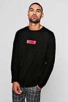 Boohoo Man Red Box L/s Curve Hem T-shirt