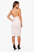 Boohoo Petite Kara Open Back Plunge Crepe Midi Dress