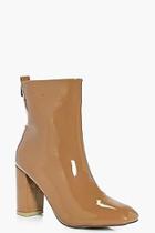 Boohoo Eloise Patent Square Toe Boot