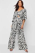 Boohoo Leopard Kimono Sleeve Jumpsuit