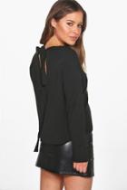 Boohoo Petite Susanna Tie Back Jumper Black