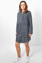 Boohoo Limara Striped Shirt Dress Blue