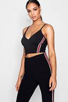 Boohoo Molly Sports Stripe V Front Crop