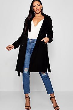 Boohoo Oversized Wool Look Trench Coat