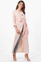 Boohoo Kaley Maxi Waterfall Duster Nude