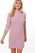 Boohoo Holly Funnel Neck Chunky Jumper Dress