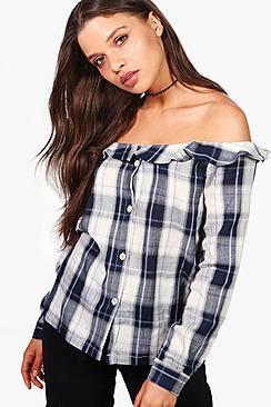 Boohoo Imogen Bardot Check Shirt