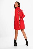 Boohoo Natalie Slongan Tape Trim Shirt Dress