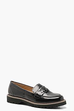 Boohoo Daisy Cleated Chunky Sole Stud Loafers
