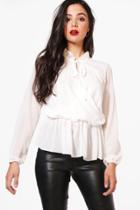 Boohoo Layla Woven Wrap Front Blouse White