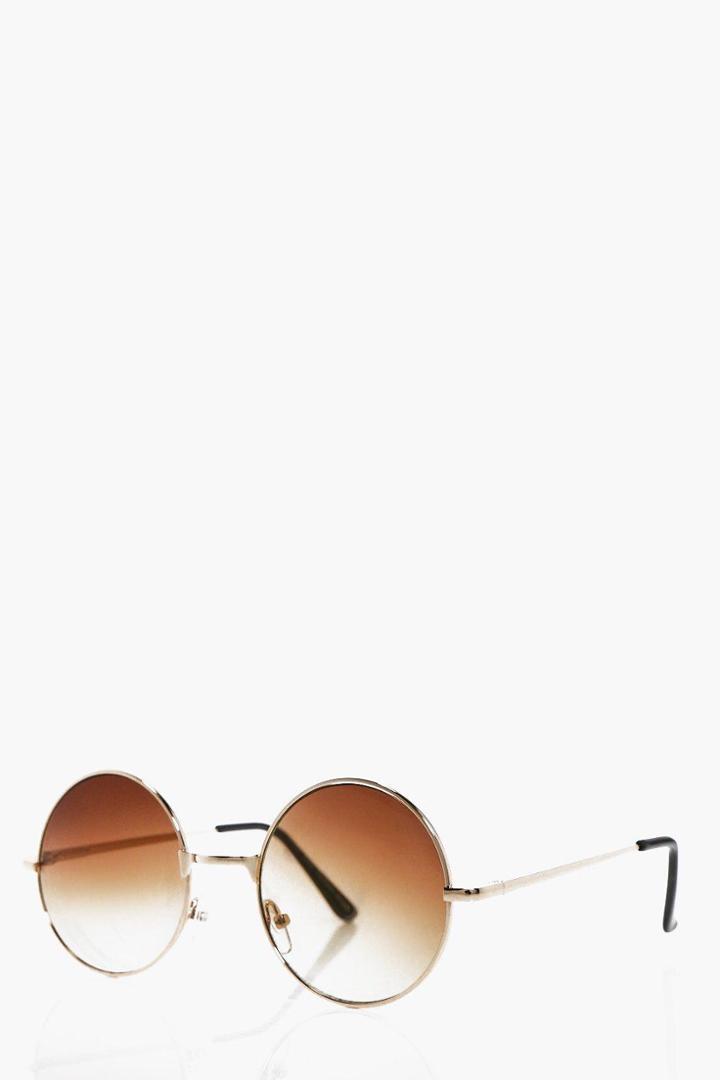 Boohoo Round Frame Sunglasses Gold