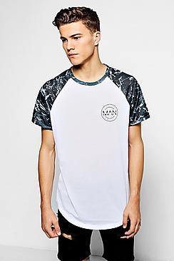 Boohoo Man Marble Print Raglan T-shirt