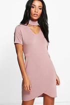 Boohoo Audrina Choker Asymmetric Bodycon Dress