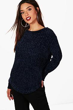 Boohoo Alexandra Curved Hem Chenille Jumper