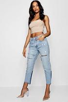 Boohoo Loren Pachtwork Ripped Mom Jeans